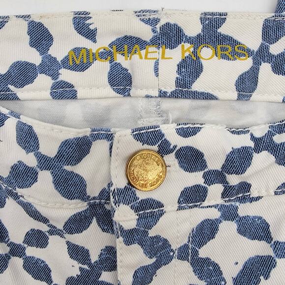Michael Kors Skinny White Blue Batik Print Ankle Jeans - Size 4 - Picture 7 of 8